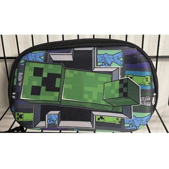Minecraft Pencil Pouch Unisex Soft Case Zip Closure Blue Green 4.5" x 8" - Picture 1 of 6
